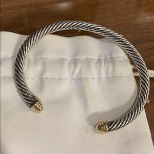 David Yurman cable bangle with gold tips
